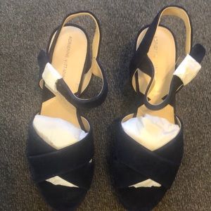 Navy blue platform sandals